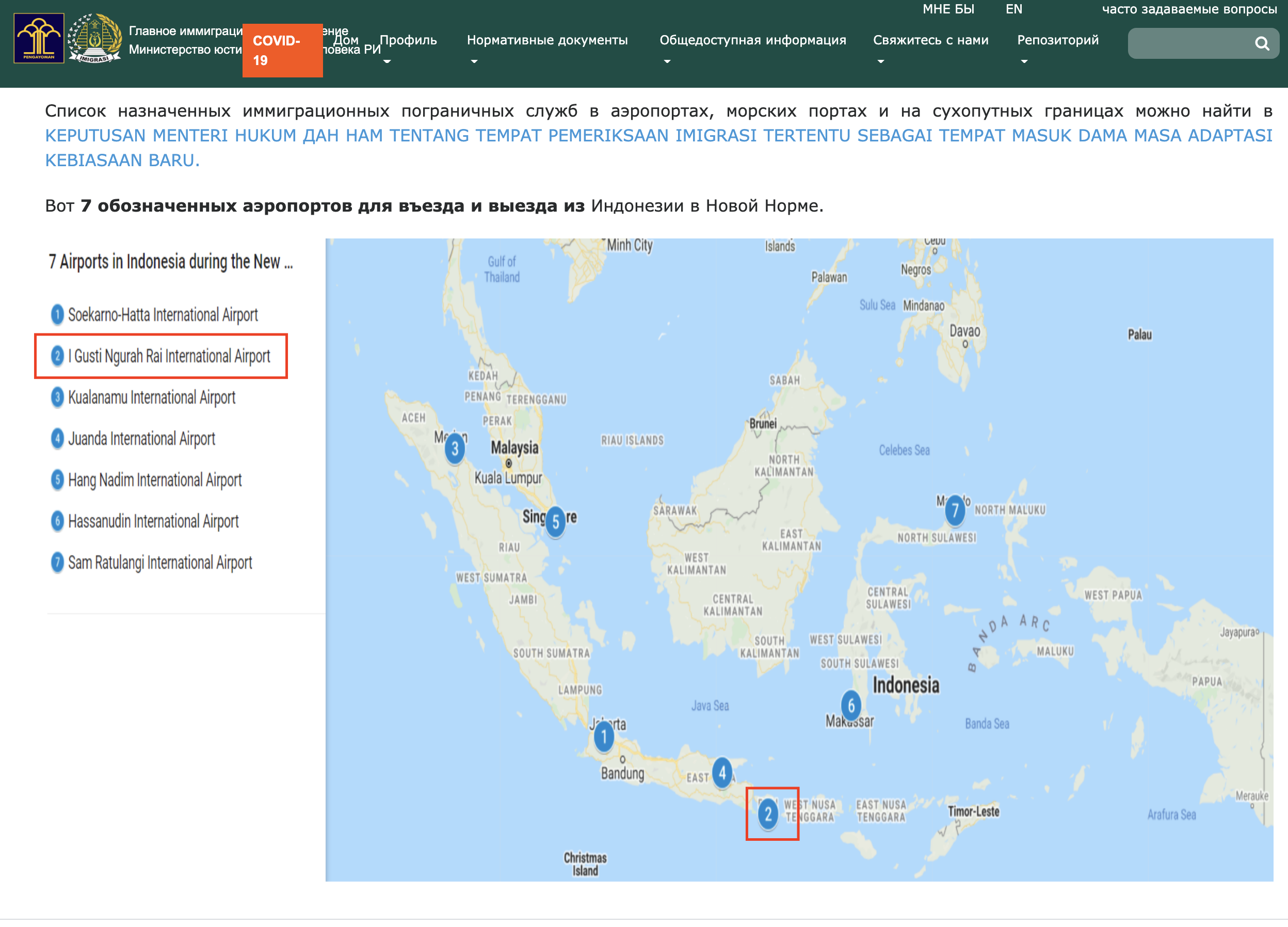 Аэропорты для въезда в Индонезию